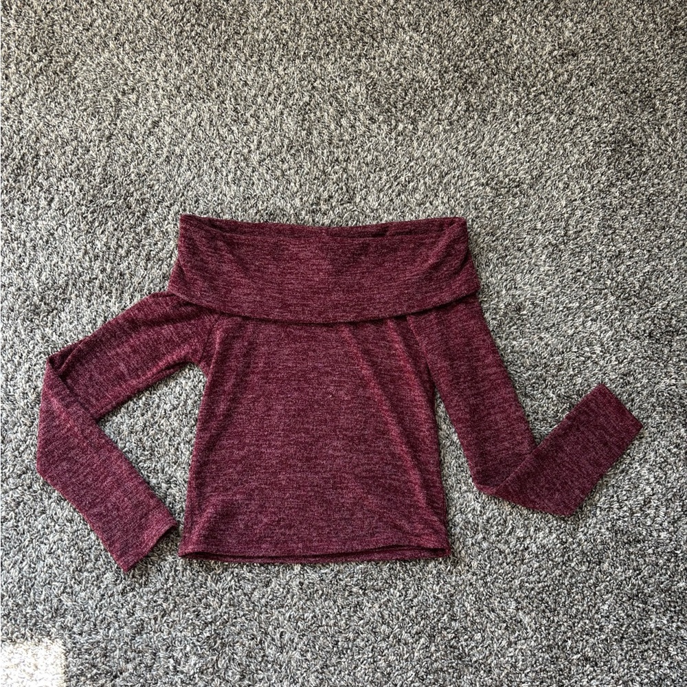 TeenBell Red Off-the-Shoulder Sweater
